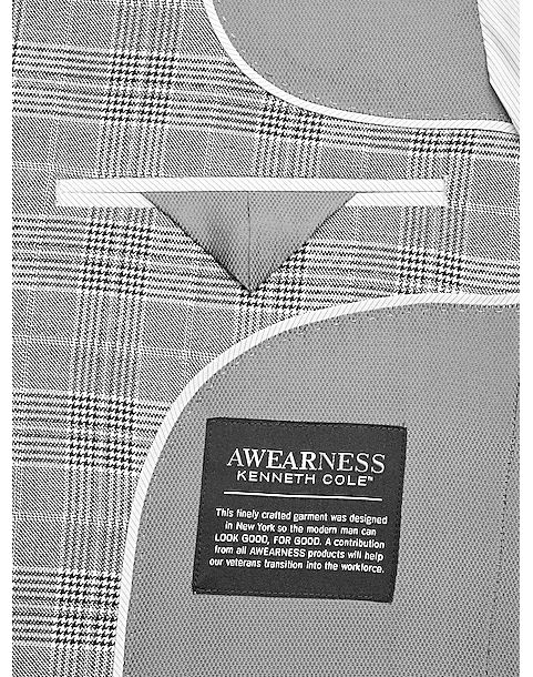 Awearness Kenneth Cole Gray Plaid Slim Fit Sport Coat 3 Awearness Kenneth Cole Gray Plaid Slim Fit Sport Coat - Image 3