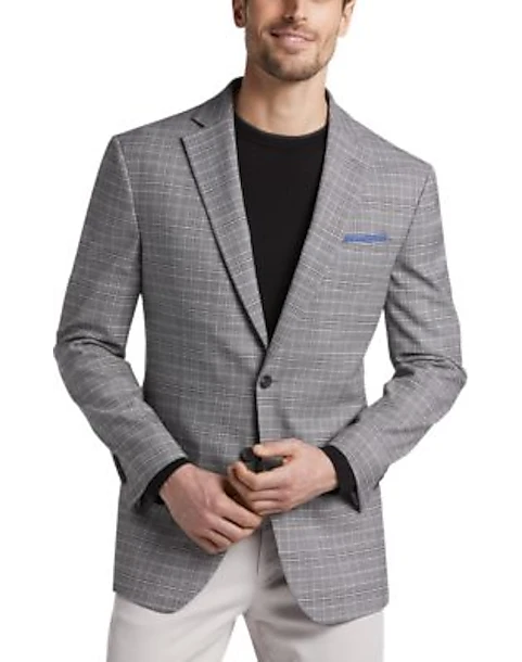 Awearness Kenneth Cole Gray Plaid Slim Fit Sport Coat 1 Awearness Kenneth Cole Gray Plaid Slim Fit Sport Coat