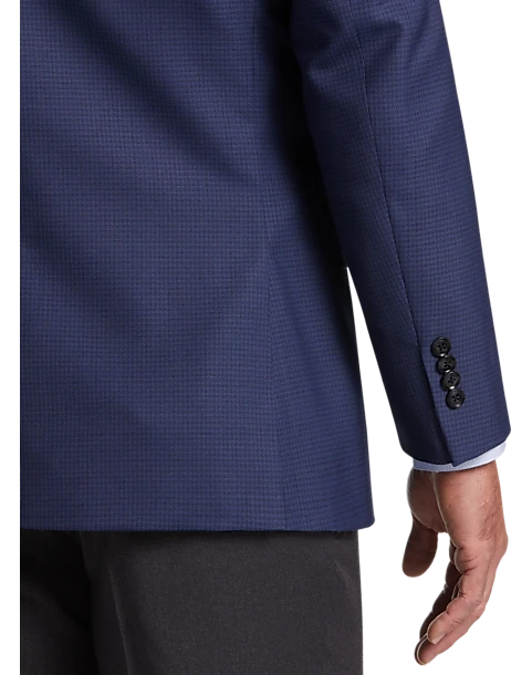 Calvin Klein Slim Fit Wool Sport Coat, Blue Mini Houndstooth 2 Calvin Klein Slim Fit Wool Sport Coat, Blue Mini Houndstooth - Image 2