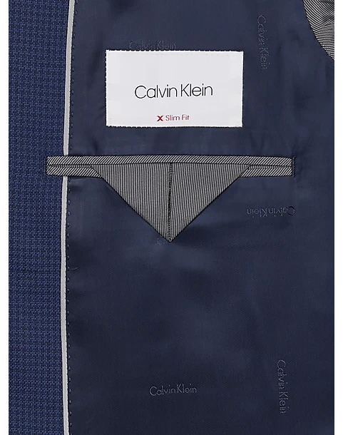 Calvin Klein Slim Fit Wool Sport Coat, Blue Mini Houndstooth 3 Calvin Klein Slim Fit Wool Sport Coat, Blue Mini Houndstooth - Image 3