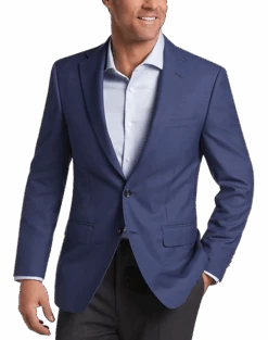 Calvin Klein Slim Fit Wool Sport Coat, Blue Mini Houndstooth