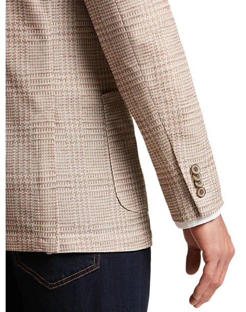 Joseph Abboud Slim Fit Notch Lapel Knit Sport Coat Tan Plaid 2 Joseph Abboud Slim Fit Notch Lapel Knit Sport Coat Tan Plaid - Image 2