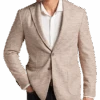 Joseph Abboud Slim Fit Notch Lapel Knit Sport Coat Tan Plaid