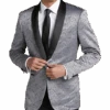 Egara Slim Fit Shawl Lapel Dinner Jacket, Silver Jacquard