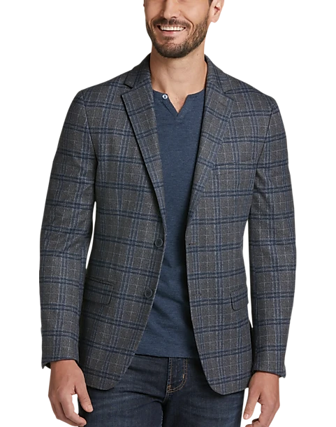Michael Strahan Modern Fit Sport Coat, Gray Plaid 1 Michael Strahan Modern Fit Sport Coat, Gray Plaid
