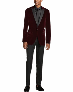 Paisley & Gray Slim Fit Dinner Jacket, Burgundy 7 Paisley & Gray Slim Fit Dinner Jacket, Burgundy -Quality Clothing Store MW40 15Z1 06 PAISLEY GRAY BURGUNDY ALT3