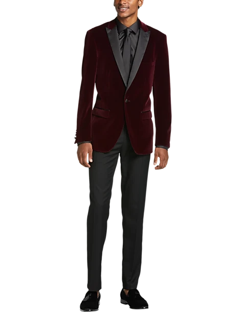 Paisley & Gray Slim Fit Dinner Jacket, Burgundy 4 Paisley & Gray Slim Fit Dinner Jacket, Burgundy - Image 4