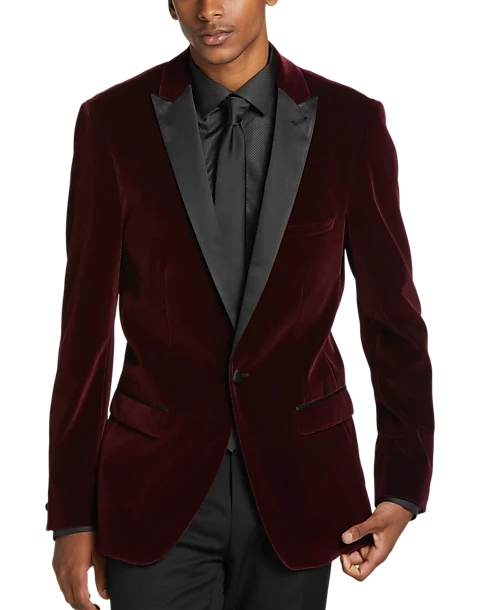 Paisley & Gray Slim Fit Dinner Jacket, Burgundy 1 Paisley & Gray Slim Fit Dinner Jacket, Burgundy
