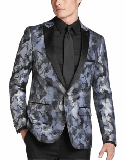 Paisley & Gray Slim Fit Dinner Jacket, Gray Jacquard