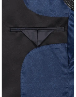 Egara Slim Fit Satin Peak Lapel Dinner Jacket, Dark Blue Patterned -Quality Clothing Store MW40 15ZW 70 EGARA BLUE FANCY ALT2