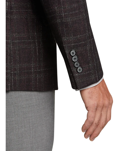 Joseph Abboud Slim Fit Sport Coat, Burgundy Plaid 2 Joseph Abboud Slim Fit Sport Coat, Burgundy Plaid - Image 2