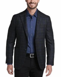 Joseph Abboud Slim Fit Sport Coat, Charcoal Windowpane Plaid
