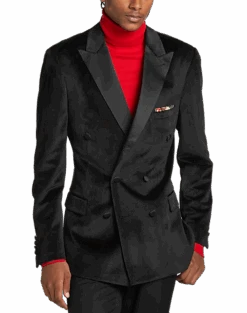 Paisley & Gray Slim Fit Double Breasted Dinner Jacket, Crimson Red
