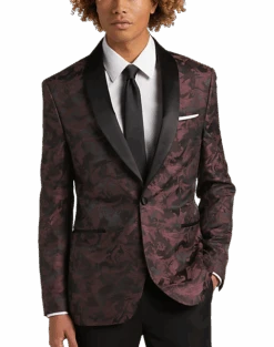 Egara Slim Fit Dinner Jacket, Maroon Floral