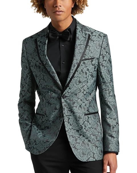 Egara Slim Fit Dinner Jacket, Green Floral 1 Egara Slim Fit Dinner Jacket, Green Floral