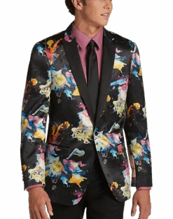 Paisley & Gray Slim Fit Dinner Jacket, Multicolor Abstract Art