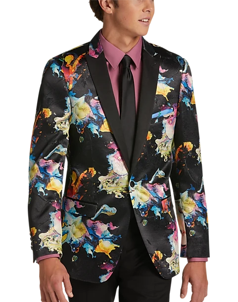 Paisley & Gray Slim Fit Dinner Jacket, Multicolor Abstract Art 1 Paisley & Gray Slim Fit Dinner Jacket, Multicolor Abstract Art