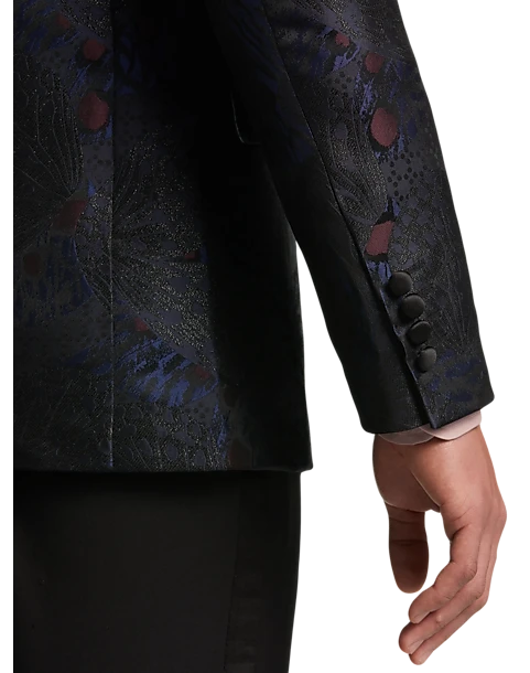 Paisley & Gray Slim Fit Dinner Jacket, Black, Navy & Burgundy Floral 3 Paisley & Gray Slim Fit Dinner Jacket, Black, Navy & Burgundy Floral - Image 3