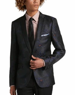 Paisley & Gray Slim Fit Dinner Jacket, Black, Navy & Burgundy Floral