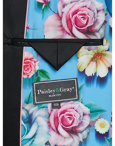 Paisley & Gray Slim Fit Dinner Jacket, Turquoise 4 Paisley & Gray Slim Fit Dinner Jacket, Turquoise - Image 4