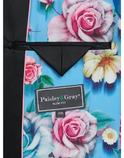 Paisley & Gray Slim Fit Dinner Jacket, Minted Green -Quality Clothing Store MW40 16J7 25 PAISLEY GRAY TURQUOISE ALT3