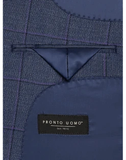 Pronto Uomo Modern Fit Notch Lapel Sport Coat, Blue Windowpane Plaid -Quality Clothing Store MW40 16JT 67 PRONTO UOMO BLUE WINDOWPANE ALT2