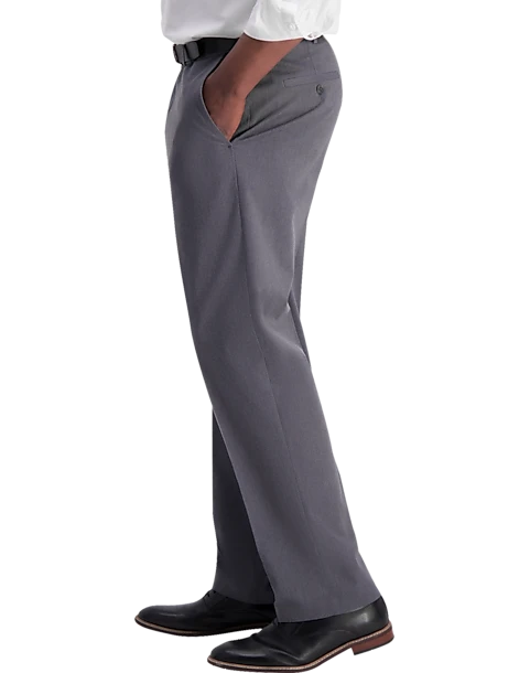 Haggar Iron-Free Premium Khaki® Classic Fit Flat-Front Pants, Charcoal 3 Haggar Iron-Free Premium Khaki® Classic Fit Flat-Front Pants, Charcoal - Image 3