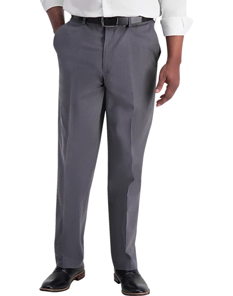 Haggar Iron-Free Premium Khaki® Classic Fit Flat-Front Pants, Charcoal 1 Haggar Iron-Free Premium Khaki® Classic Fit Flat-Front Pants, Charcoal
