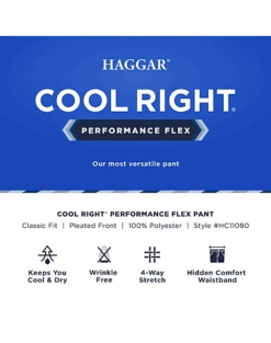 Haggar Cool Right® Performance Flex Classic Fit Pleated-Front Pants, Khaki Heather 7 Haggar Cool Right® Performance Flex Classic Fit Pleated-Front Pants, Khaki Heather -Quality Clothing Store MW40 235K 02 HAGGAR BLACK SOLID ALT3 1