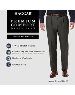 Haggar Premium Comfort Classic Fit Pleat-Front Pants, Charcoal Gray 7 Haggar Premium Comfort Classic Fit Pleat-Front Pants, Charcoal Gray -Quality Clothing Store MW40 235R 02 HAGGAR BLACK ALT3 1