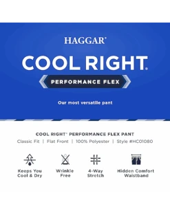Haggar Cool Right® Performance Flex Classic Fit Flat-Front Pants, Heather Gray 7 Haggar Cool Right® Performance Flex Classic Fit Flat-Front Pants, Heather Gray -Quality Clothing Store MW40 235U 02 HAGGAR BLACK SOLID ALT3 1