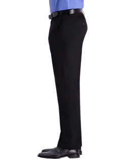 J.M. Haggar™ 4-Way Stretch Classic Fit Flat-Front Pants, Blue -Quality Clothing Store MW40 235W 02 HAGGAR BLACK SOLID ALT2 2