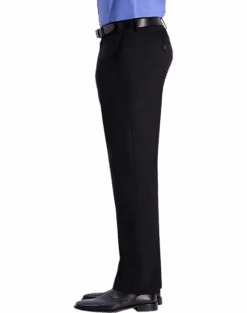 J.M. Haggar™ 4-Way Stretch Classic Fit Flat-Front Pants, Light Gray -Quality Clothing Store MW40 235W 02 HAGGAR BLACK SOLID ALT2
