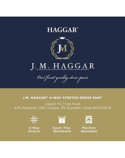 J.M. Haggar™ 4-Way Stretch Classic Fit Flat-Front Pants, Light Gray -Quality Clothing Store MW40 235W 02 HAGGAR BLACK SOLID ALT3