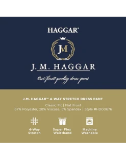 J.M. Haggar™ 4-Way Stretch Classic Fit Flat-Front Pants, Charcoal Heather 7 J.M. Haggar™ 4-Way Stretch Classic Fit Flat-Front Pants, Charcoal Heather -Quality Clothing Store MW40 235W 02 HAGGAR BLACK SOLID ALT3 3