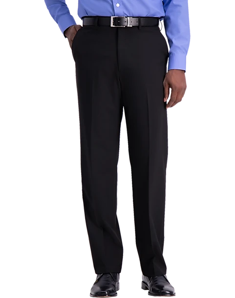 J.M. Haggar™ 4-Way Stretch Classic Fit Flat-Front Pants, Charcoal Heather 1 J.M. Haggar™ 4-Way Stretch Classic Fit Flat-Front Pants, Charcoal Heather