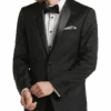 Calvin Klein Slim Fit Satin Shawl Collar Tuxedo Jacket, Black