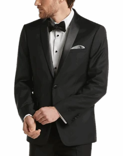 Calvin Klein Slim Fit Satin Shawl Collar Tuxedo Jacket, Black