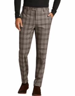 Egara Skinny Fit Suit Separates Pants, Taupe Plaid