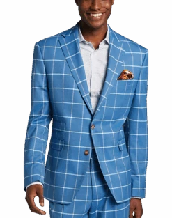 Tayion Classic Fit Suit Separates Coat, Blue & Cream Windowpane