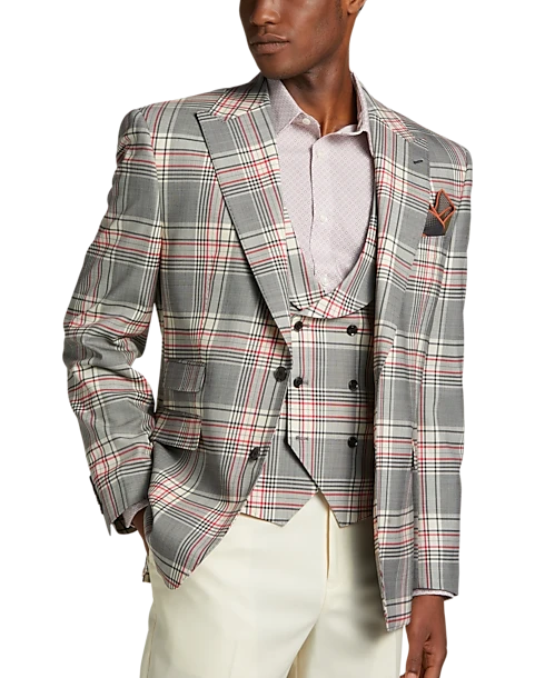 Tayion Classic Fit Suit Separates Coat, White Plaid 5 Tayion Classic Fit Suit Separates Coat, White Plaid - Image 5