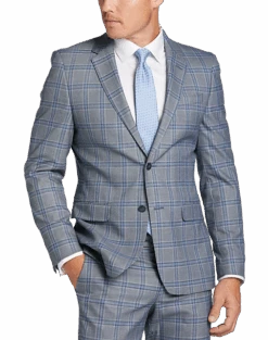 Egara Skinny Fit Suit Separates Coat, Gray Plaid