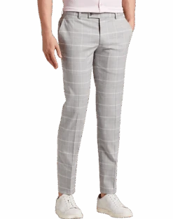 Egara Skinny Fit Suit Separates Pants, Gray & Pink Plaid
