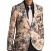 Paisley & Gray Slim Fit Suit Separates Coat, Brown And Cream Floral