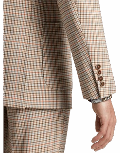 Paisley & Gray Slim Fit Double Breasted Suit Separates Coat, Tan Check -Quality Clothing Store MW40 3XLN 96 PAISLEY GRAY TAN CHECK ALT2