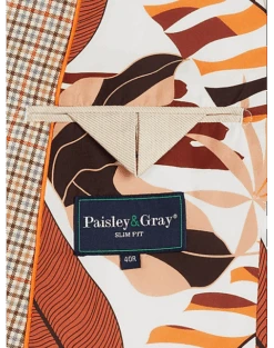 Paisley & Gray Slim Fit Double Breasted Suit Separates Coat, Tan Check -Quality Clothing Store MW40 3XLN 96 PAISLEY GRAY TAN CHECK ALT3