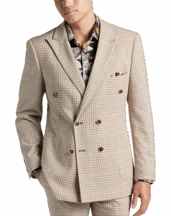 Paisley & Gray Slim Fit Double Breasted Suit Separates Coat, Tan Check