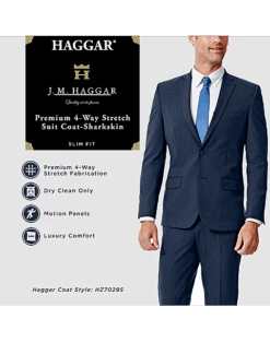 Haggar 4-Way Stretch Slim Fit Suit Separates, Black -Quality Clothing Store MW40 3Y53 01 HAGGAR NAVY SOLID ALT2
