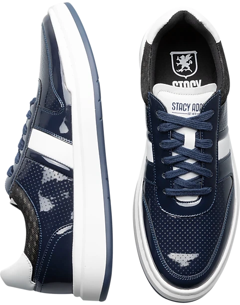 Stacy Adams Cashton Perforated Sneakers, Navy Patent 1 Stacy Adams Cashton Perforated Sneakers, Navy Patent