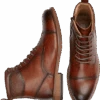 Joseph Abboud Cap Toe Inside Zipper Ankle Boots, Cognac